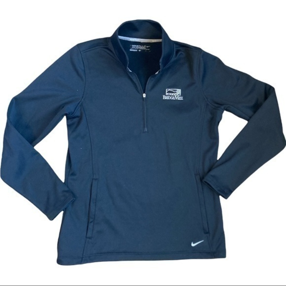Nike golf size large pullover 1/4 zip, BRIDGEMILL embroidered, zip pockets